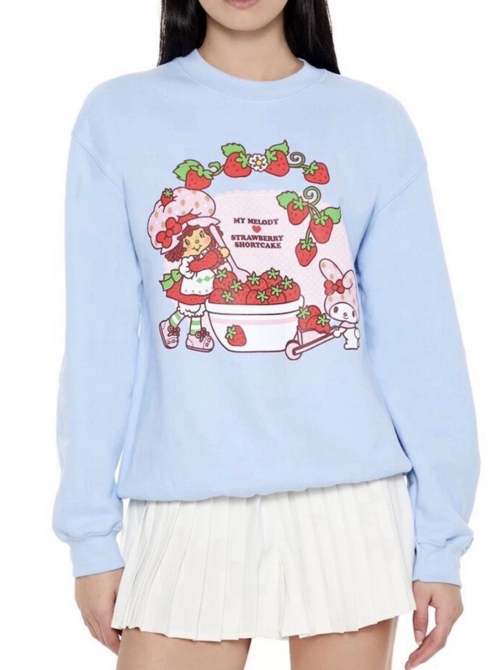 Strawberry Shortcake My Melody Sweatshirt Sanrio Hello Kitty Blue SZ Medium NWT